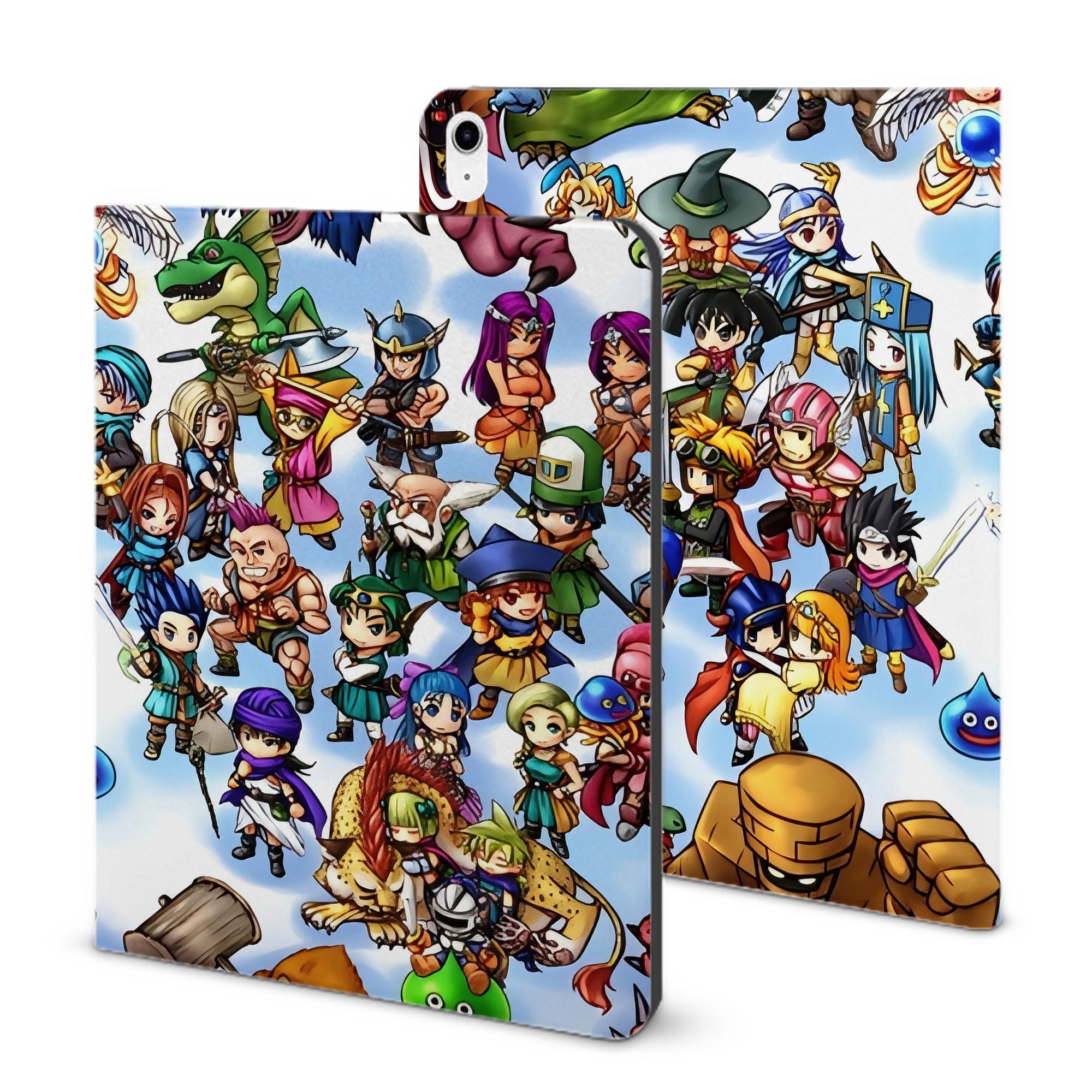 （画像用） ドラゴンクエスト Doragon Kuesuto Dragon Quest IPad ケース ブック型 PUレザー TPU 耐衝撃 軽量 薄型 ペン収納なし 全面保護 IPad 各モデル対応